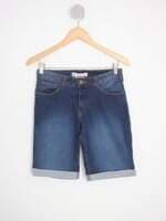 bermuda jeans ciclista C&A feminina azul com barra italiana