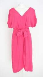 vestido frenchkiss feminino rosa com faixa na cintura e forro