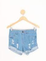 shorts jeans stillger feminino azul com barra italiana