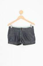shorts jeans opçaõ 3 feminino azul com pregas