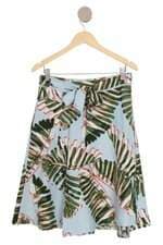 saia pietra feminina estampada com aplique e faixa na cintura