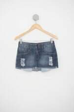 saia jeans canellado feminina azul
