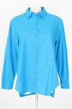camisa hering feminina azul com barra mullet