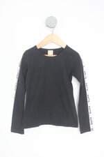 blusa manga longa coloritta kids preta com silk