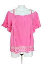 blusa fina moça feminina rosa com renda