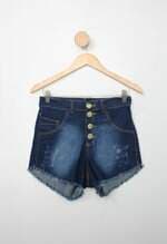 Shorts feshion bis feminina azul com detalhes destroyed 