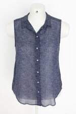 camisa H&m feminina estampada com barra mullet e transparência