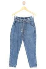 calça jeans damyller feminina azul com faixa na cintura