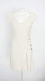 vestido PA Concept feminino bege com aplique e com forro