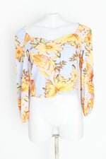 blusa Blue Steel feminina estampada com franzido