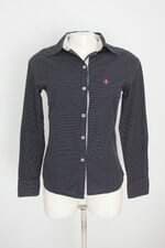 camisa dudalina feminina preta com poás