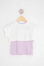 Conjunto de duas peças le lis petit kids bicolor com bordado