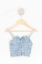 cropped kids azul com strass