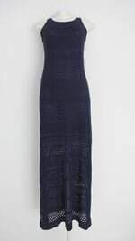 vestido luigi bertolli feminino azul com fenda e forro