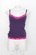 Regata feminina roxa com Renda rosa