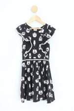 vestido milon kids preto estampado com babado