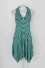 Vestido afgahan feminino verde c/ lista bege
