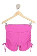 Shorts de academia rosa com franzido