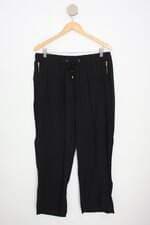 calça de tecido world fashion plus feminina preta com cós com elástico