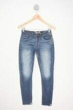 calça jeans khelf feminina azul com barra italiana