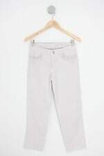 calça de sarja feminina branca com aplique