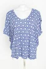 blusa feminina azul estampada