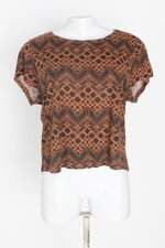 blusa feminina marrom estampada 