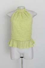 regata feminina verde com meio forro e transparência