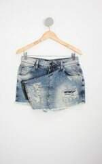 saia jeans lado avesso feminina azul