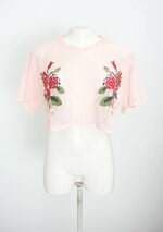 blusa forever 21 feminina rosa com bordado e transparência
