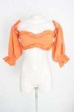 top cropped other girls feminino laranja com drapeado e franzido
