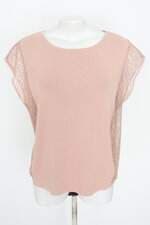 blusa Zara feminina rosa com aplique e recortes