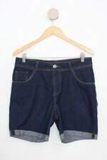 shorts jeans jezzian feminino azul com barra italiana
