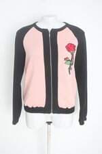 casaco pop me feminino rosa com bordado e recortes