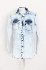 camisa jeans leader feminina azul