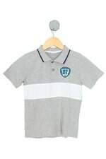 camisa polo alakazoo kids cinza com bordado e recortes