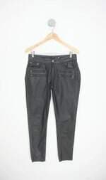 calça de sarja canal feminina preta
