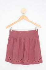 saia forever21 feminina rosa com pregas e recortes