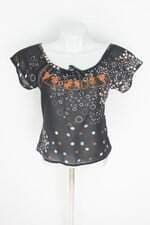blusa feminina estampada com bordado e transparência
