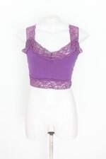  cropped feminino roxo com renda
