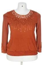 blusa feminina duo kaixin laranja com aplique e bordado