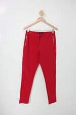 Calça de tecido feminina vermelha com zíper c&a
