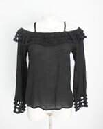 blusa haes feminina preta com tiras e transparência