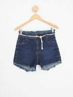 shorts jeans flor morena feminino azul