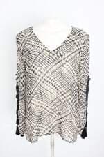 blusa talita kume feminina estampada com renda e tassel