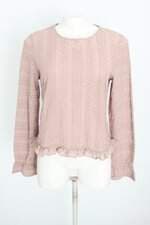 blusa talita kume feminina rosa com babado e bordado