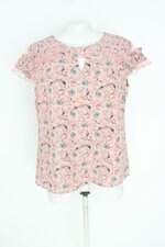 blusa feminina rosa estampada com pregas e recortes