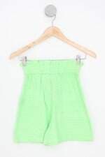 bermuda feminina verde listrada com babado