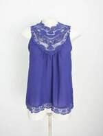 blusa aishty feminina azul com renda