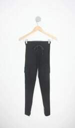 calça de tecido lacada feminina preta